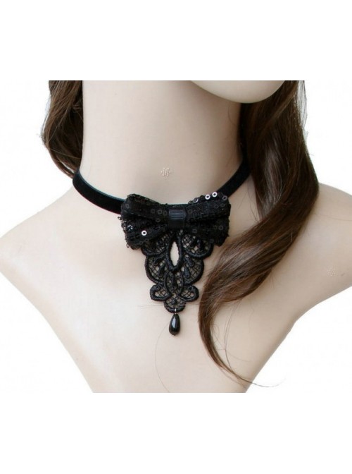 Gothic Black Bow Lolita Necklace  |  Lolita Necklaces