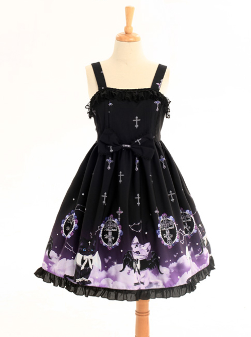 Gradient Cats Printing Sweet Lolita Sling Dress  |  Sweet Lolita Dresses