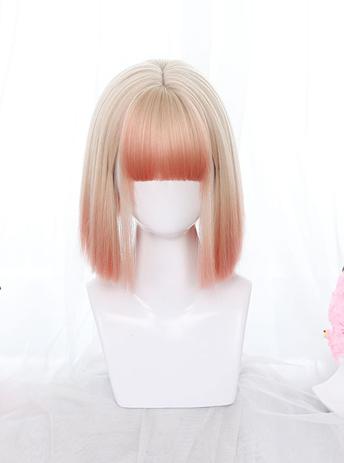 Gradient Short Straight Wig Classic Lolita Daily Style Wigs  |  Wigs