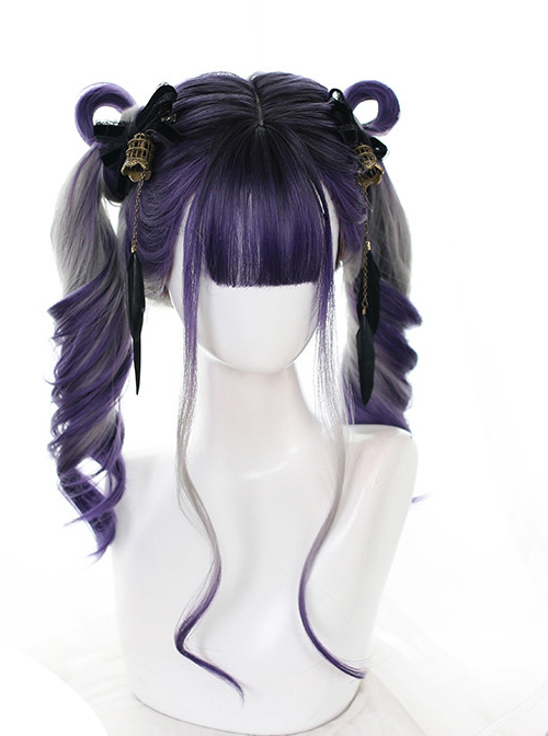 Grape Soda Series Purple Gray Gradient Gothic Lolita Long Curly Wigs  |  Wigs