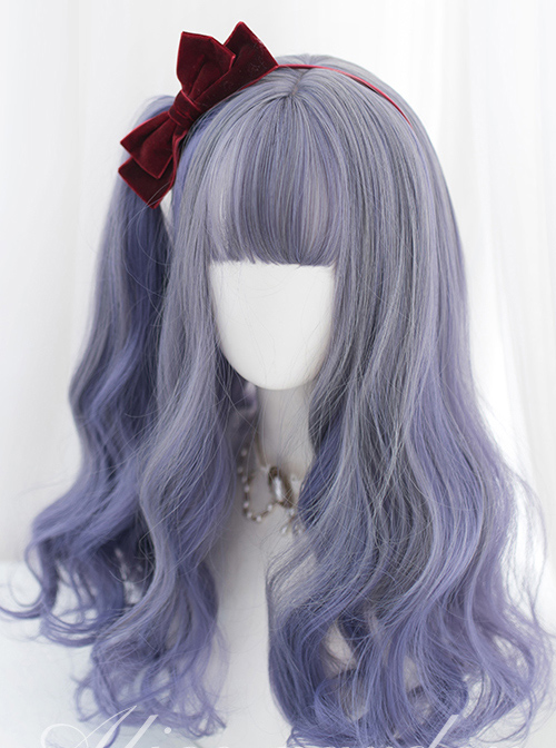 Gray Purple Mixed Gradient Sweet Lolita Long Curly Wigs  |  Wigs