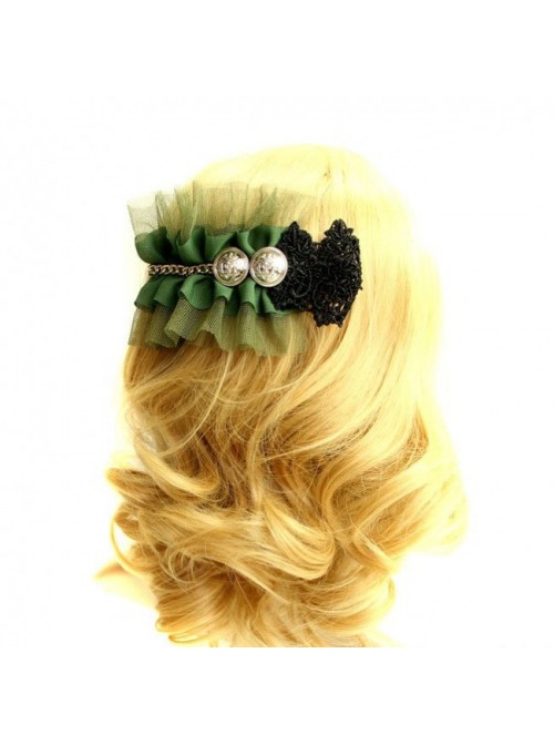 Green Lace Retro Lolita Hairpin  |  Lolita Hairpins