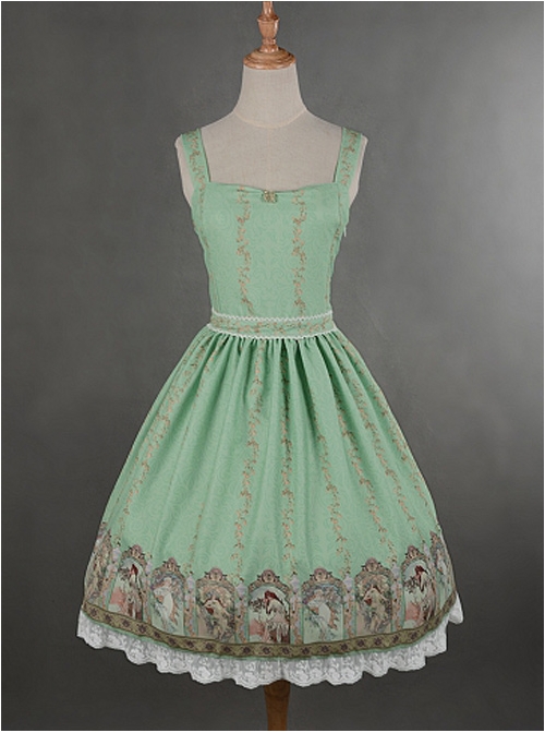 Green Simple Style Lace Hemline Dress  |  Classic Lolita Dresses