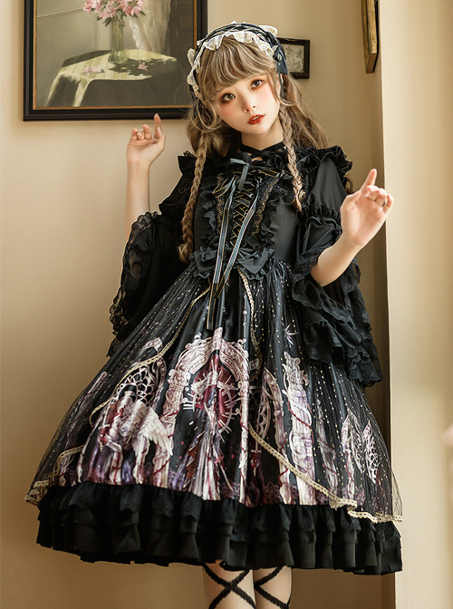 Guardian Series JSK Printing Classic Lolita Sling Dress  |  Classic Lolita Dresses