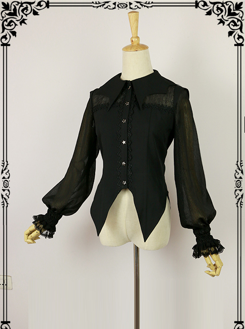 Halloween Black Bat collar Lolita Long Sleeve Shirt  |  Blouses