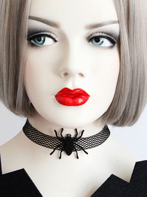 Halloween Spider Black Lace Gothic Lolita Necklace  |  Lolita Necklaces