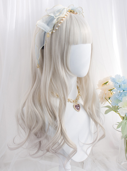 Harajuku Gray Gradient Medium Length Curly Wig Classic Lolita Wigs  |  Wigs