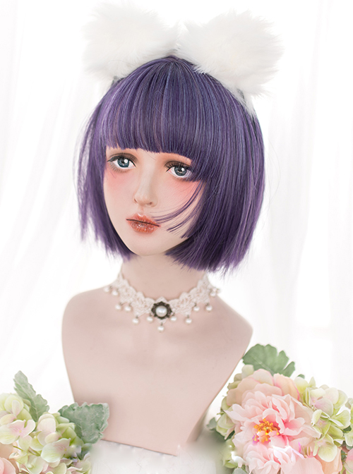 Harajuku Purple Classic Lolita Short Straight Wigs  |  Wigs