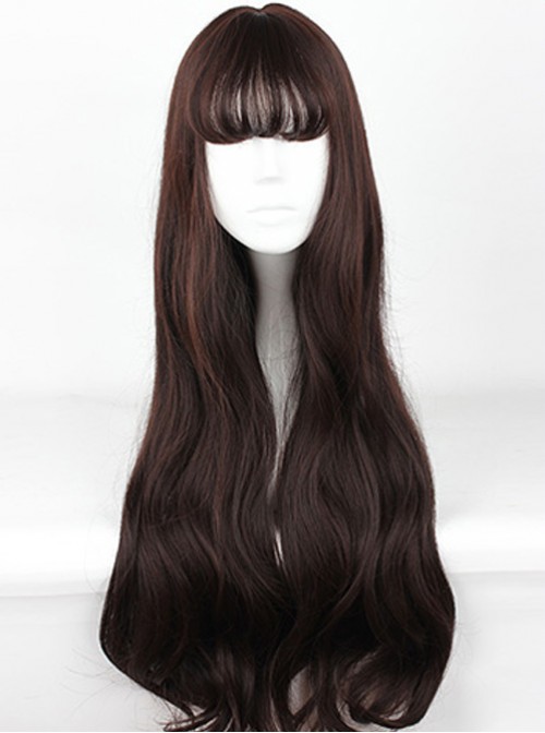 Harajuku Style Big Waves Long Hair Lolita Chocolate Color Wig  |  Wigs