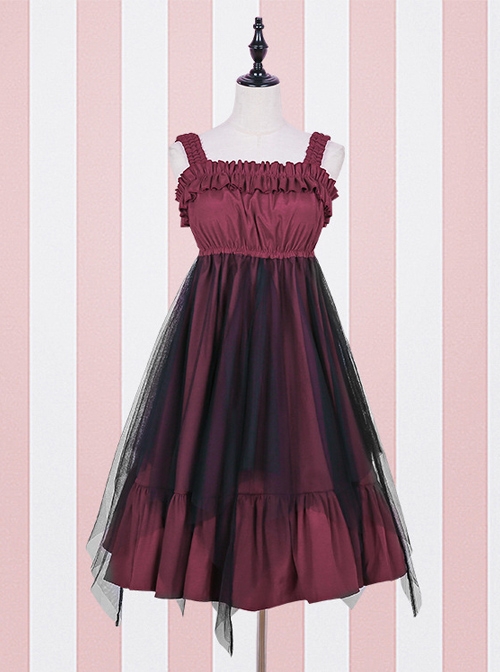 High Waist flounce Gothic Lolita Sling Dress  |  Plus Size Lolita Dresses