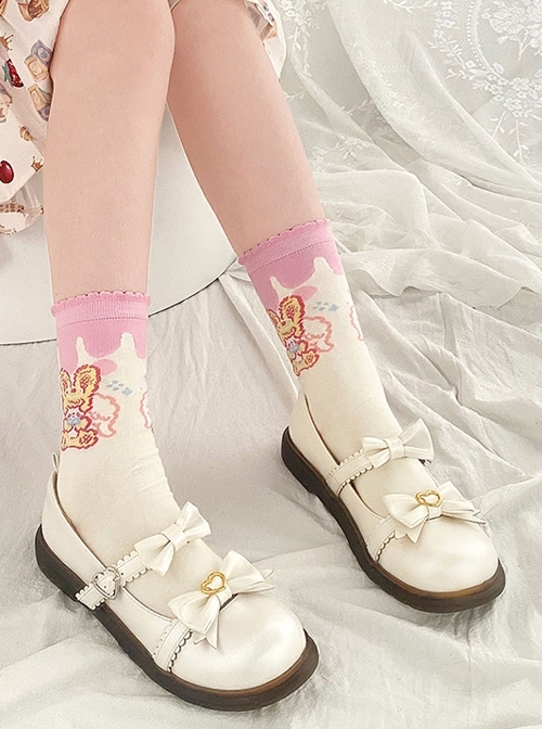 Ice Cream Angel Bunny Angel Bear Cute Sweet Lolita Knitted Socks  |  Lolita Socks