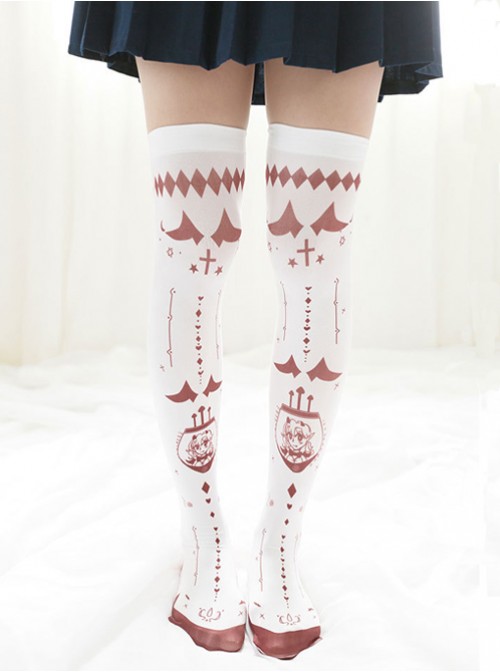 Japanese Personality Little Devil Punk Style White Velvet Stockings Socks  |  Lolita Socks