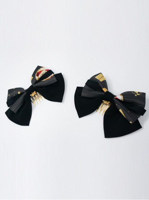 Kaguya Rabbit Series Bowknot Black Lolita Tuck Comb  |  Lolita Hairpins