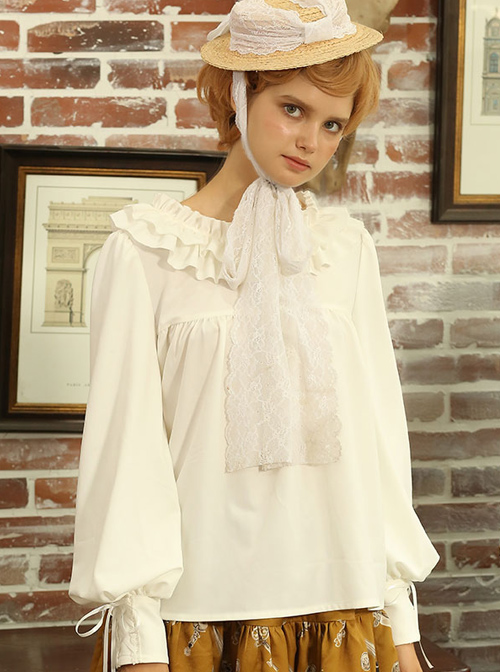 Knife And Sword War Series Ruffle Collar Long Sleeve Lolita Shirt  |  Blouses