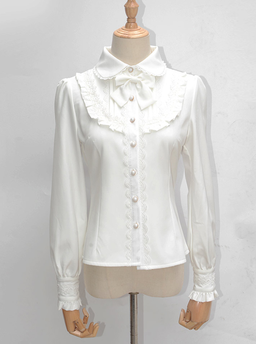 Lace Ruffle Retro Long Sleeve Classic Lolita Shirt  |  Blouses