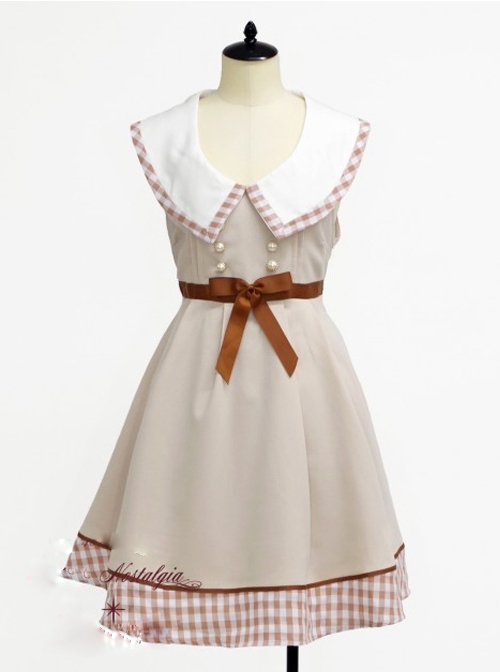 Lapel Bowknot Double-breasted Sleeveless Classic Lolita Dress  |  Classic Lolita Dresses