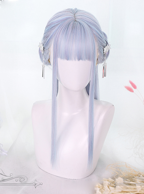 Light Blue Mixing Color Long Straight Hair Classic Lolita Wigs  |  Wigs