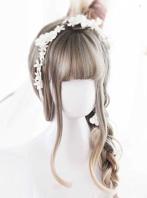 Linen Gray Gradual Change Long Curly Lolita Wig  |  Wigs