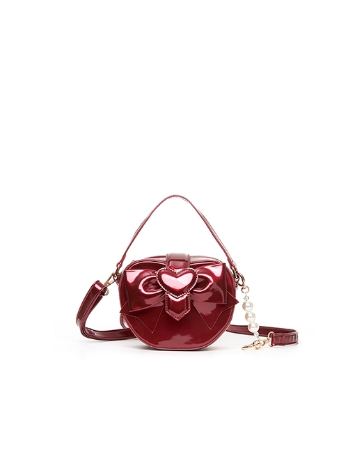 Little Apple Series Fairy Tale Style Heart Shape Bowknot Elegant Cute Sweet Lolita Crossbody Mini Handbag Coin Purse  |  Lolita Bags