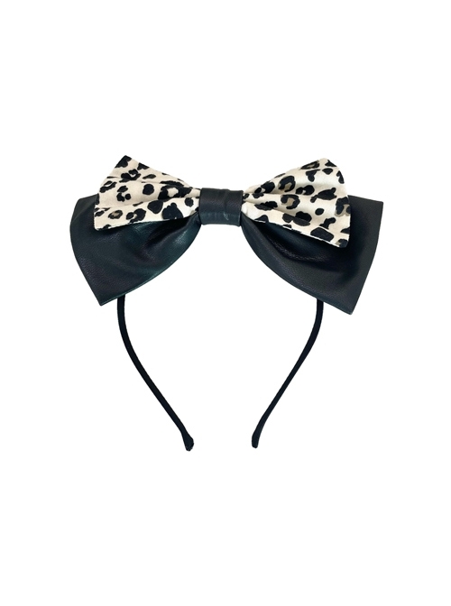 Little Leopard Series KC Black Bowknot Leopard Print Punk Lolita Headband  |  Lolita Headbands