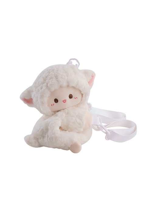 Little White Lamb Hug Soft Cute Sweet Kawaii Fashion Cartoon Plush Sheep Toy Crossbody Bag Dolly Backpack  |  Lolita Bags