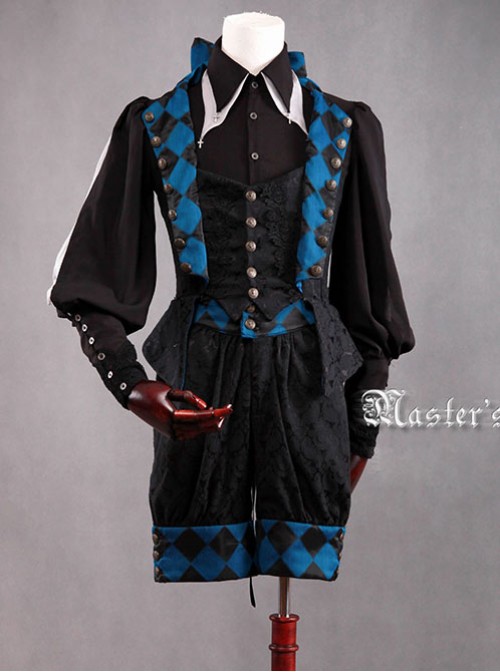 Lolita blue rose vest pants full Set  |  Coat & Jacket