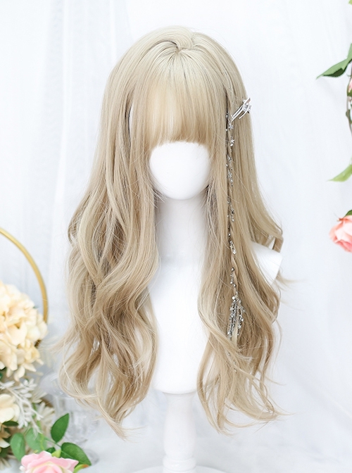 Long Curly Hair Full Head Set Female Golden Big Wave Classic Lolita Wig  |  Wigs