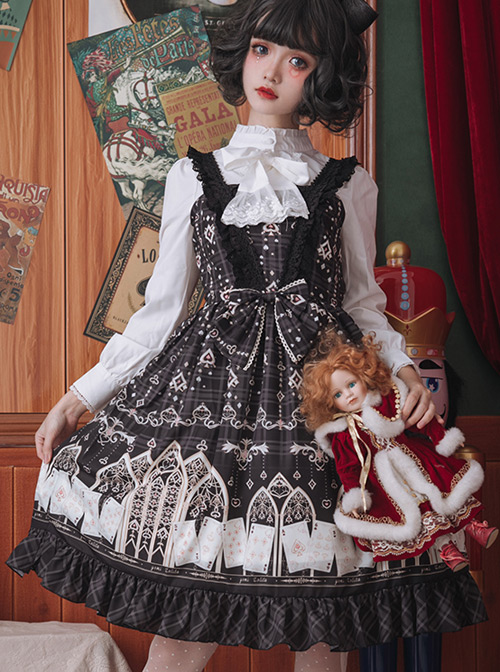 Louis Poker City Series JSK Lace Bowknot Classical Lolita Sling Dress  |  Classic Lolita Dresses