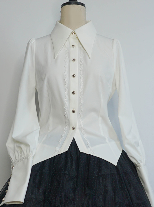 Love And Death Series Peaked Lapel Puff Sleeves Lolita Shirt  |  Blouses