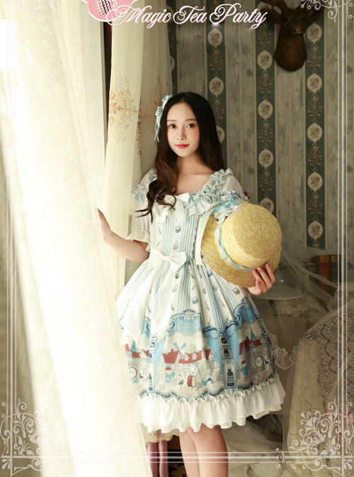 Magic Tea Party Bremen Town’s Musician Series Fake Two Pieces Short Sleeve Classic Lolita Dress  |  Classic Lolita Dresses