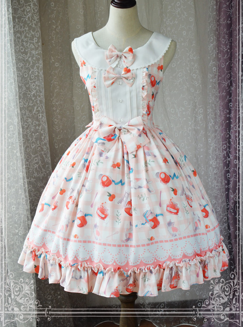 Magic Tea Party Kitty And Orange Sauce Series Classic Lolita Sleeveless Dress Version 1  |  Classic Lolita Dresses