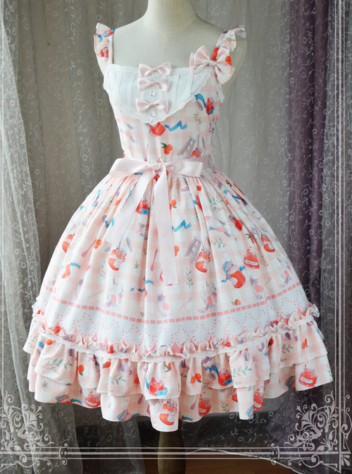 Magic Tea Party Kitty And Orange Sauce Series Classic Lolita Sling Dress Version 2  |  Classic Lolita Dresses