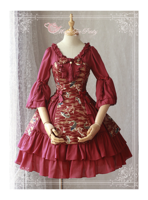 Magic Tea Party Koi Carp Series Qi Lolita Trumpet Sleeve Dress  |  Classic Lolita Dresses