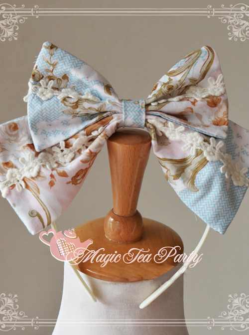 Magic Tea Party Veronica Series Light Blue Elegance Printing Lolita Head Hoop  |  Lolita Headbands