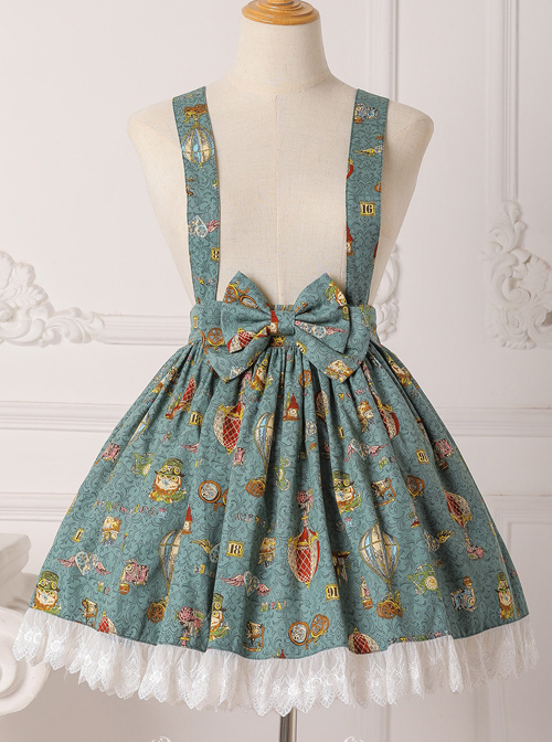 Mechanical Balloon Series Bowknot Sweet Lolita Suspenders Skirt  |  Skirts