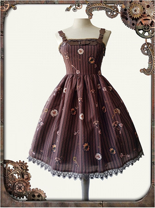 Mechanical Doll Mini Braces Skirt Coffee Color  |  Punk Lolita Dresses