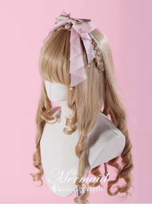 Mermaid Series Long Ribbon Yarn Pink Bowknot Lolita Head Band  |  Lolita Headbands