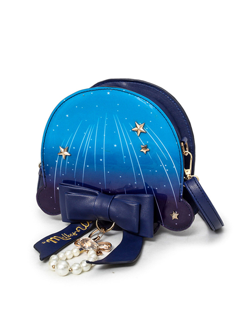 Meteor Jellyfish Bowknot Pearl Blue Lolita Shoulder Bag  |  Lolita Bags