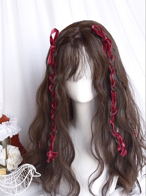 Mianmian Series Medium Length Dark Brown Wool Roll Bangs Natural Curly Wig Sweet Lolita Wigs  |  Wigs