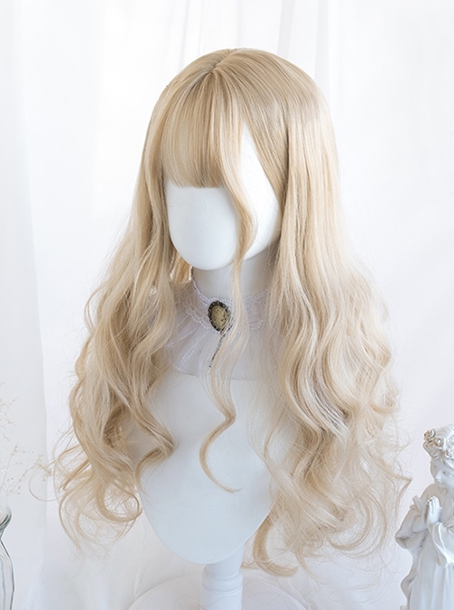 Midsummer Series Noble Elegant Refined Sweet Creamy Golden Long Curly Hair Classic Lolita Full Head Wig  |  Wigs