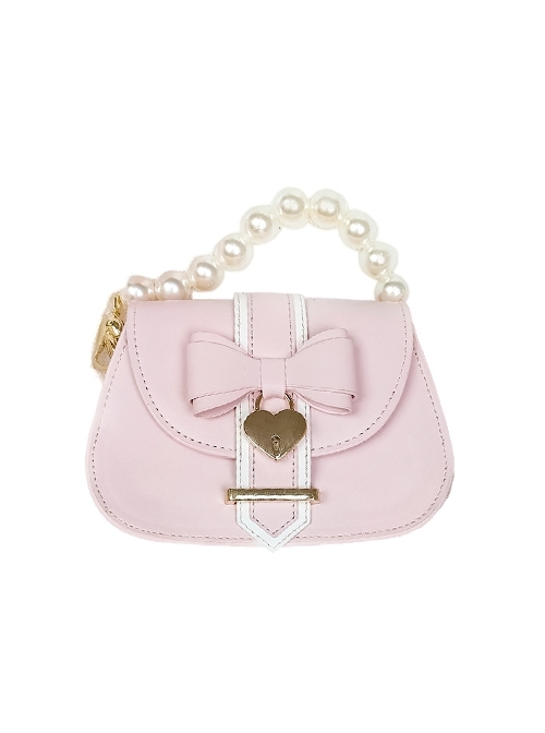 Milk Core Series Daily Commute Gentle Cute Love Metal Buckle Bowknot Pearl Chain Sweet Lolita JK Uniform Soft Girl Bag  |  Lolita Bags