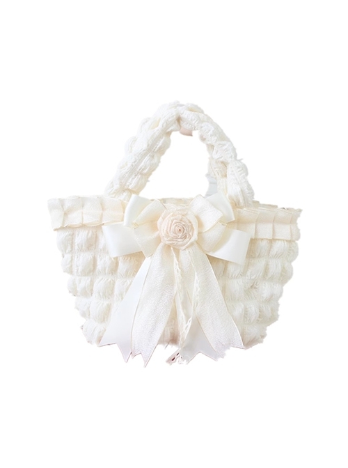 Milk Puff Soft Bubble Clouds Polychromatic Ruffles Bowknot Versatile Daily Lady Sweet Lolita Handbag  |  Lolita Bags