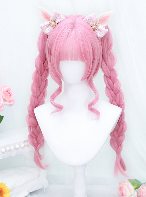 Monogatari Series Pure Color Air Bangs Tiger Mouth Clip Double Ponytail Daily Natural Sweet Lolita Wig  |  Wigs