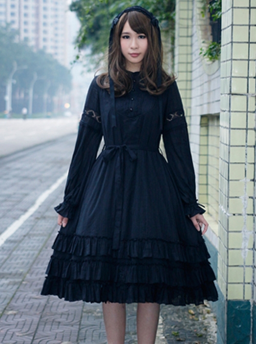 Morning’s Aurora Series Pure Cotton Classic Lolita Long Sleeve Dress  |  Classic Lolita Dresses