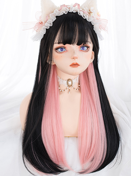 Multicolour Optional Hidden Highlights Long Straight Wig Daily Lolita Wigs  |  Wigs