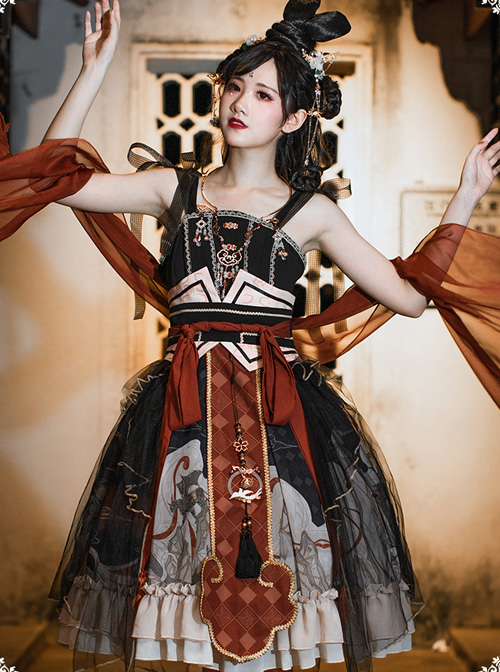 Mythical Animals Fight Series JSK Classic Lolita Sling Dress  |  Classic Lolita Dresses