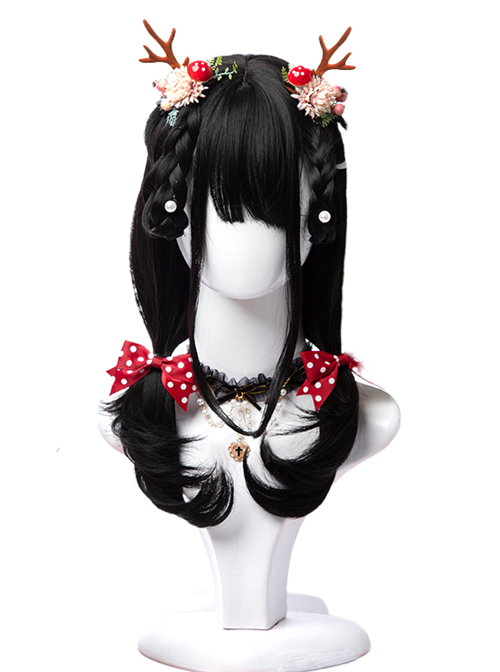 Natural Black Inner Buckle Long Curly Hair Classic Lolita Wigs  |  Wigs