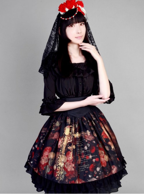 Neverland Lolita,The Maiden in the Garden, High Waist Fishbone Lolita Skirt  |  Skirts