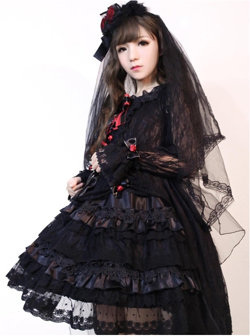 New Version Gorgeous Lolita Long Sleeves OP Dress  |  Gothic Lolita Dresses