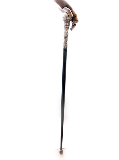 Noble Elegant Silver Black Versatile Stage Property Metal Gothic Ouji Fashion Prince Long Scepter  |  Lolita Magic Wand/Scepter